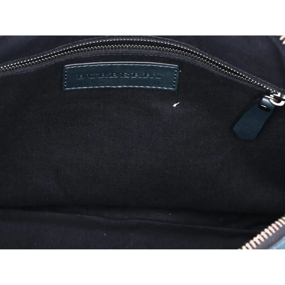 Burberry Business Bag Dark Brown Dark Green Black PVC Leather